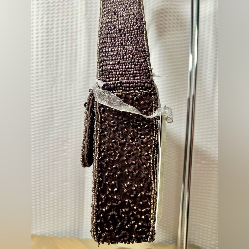 Viral Beaded Shoulder Bag in Purple and Brown - Picture 3 of 9